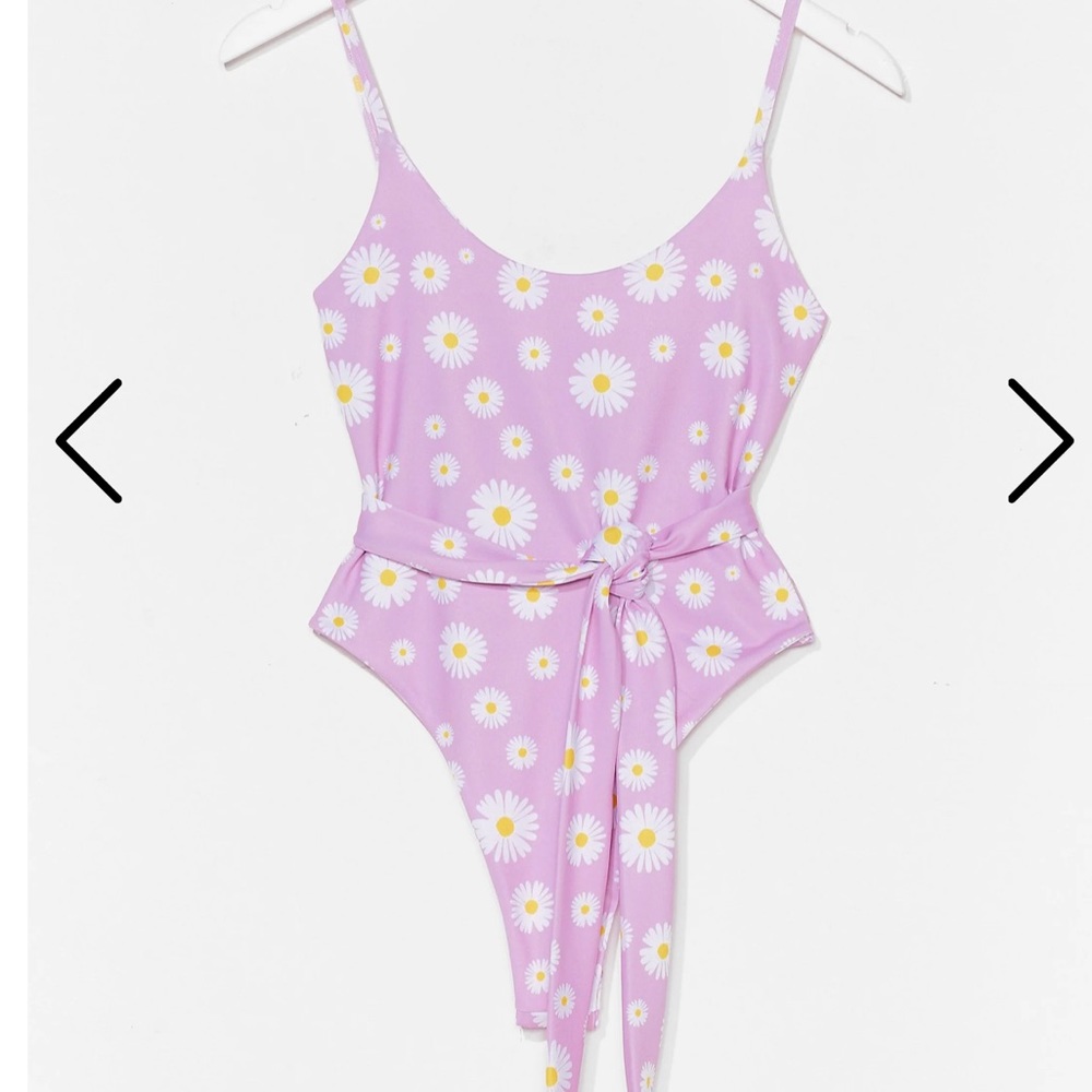 Nasty Gal - Floral Tie Waist High Leg Swimsuit
